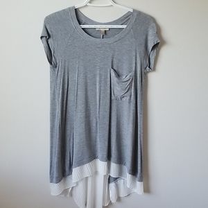 Anthropologie t-shirt tunic top pleated tail